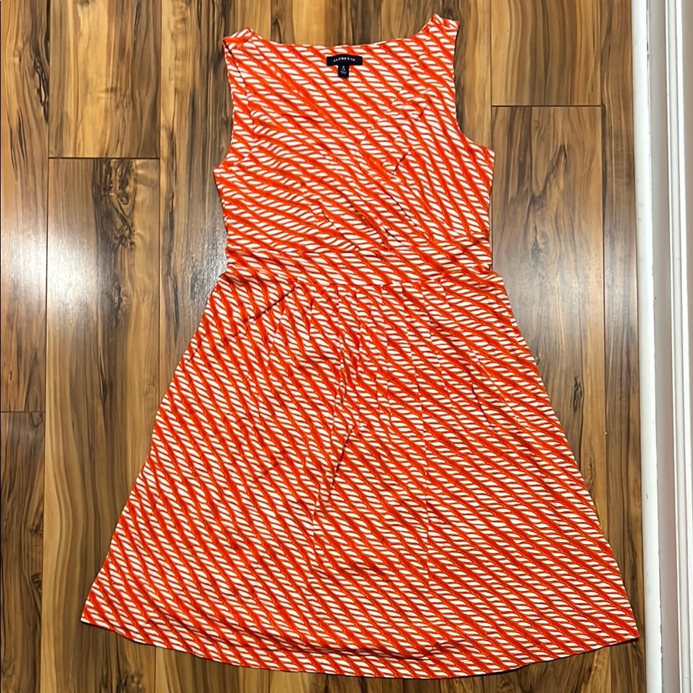 WOMENS size 6-8 (S) - LANDS END - Sleeveless Red and White Striped Dress